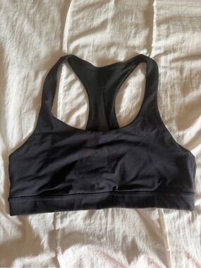 lululemon athletica invigorate black razorback sports bra with mesh back